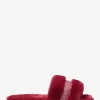 Alexis Faux Fur and Metallic Signature Logo Slide Sandal