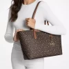 Arden Large Printed Signature Logo Top-Zip Tote Bag