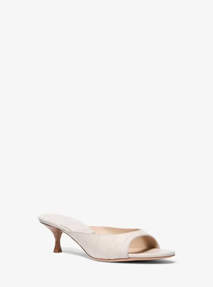 Arianna Crocodile Embossed Leather Mule