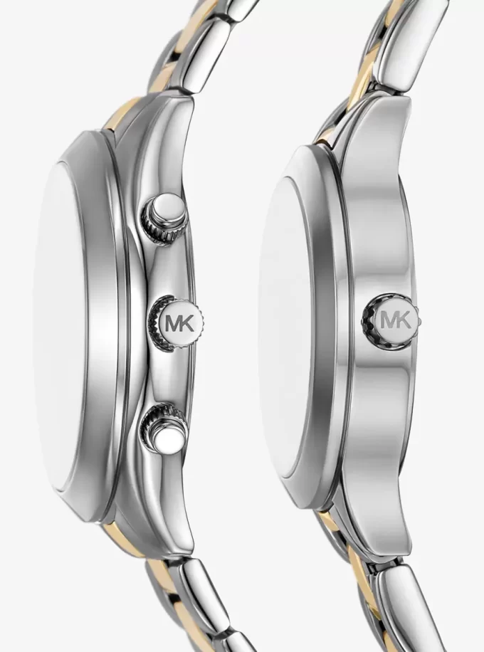 Aspyn His and Hers Pavé Two-Tone Watch Set Aspyn His and Hers Pavé Two-Tone Watch Set