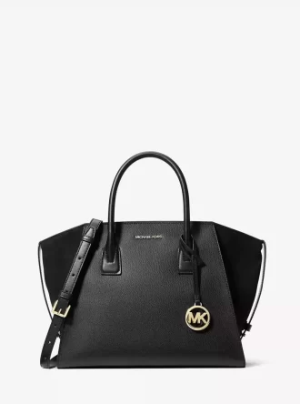 Avril Large Leather and Suede Satchel