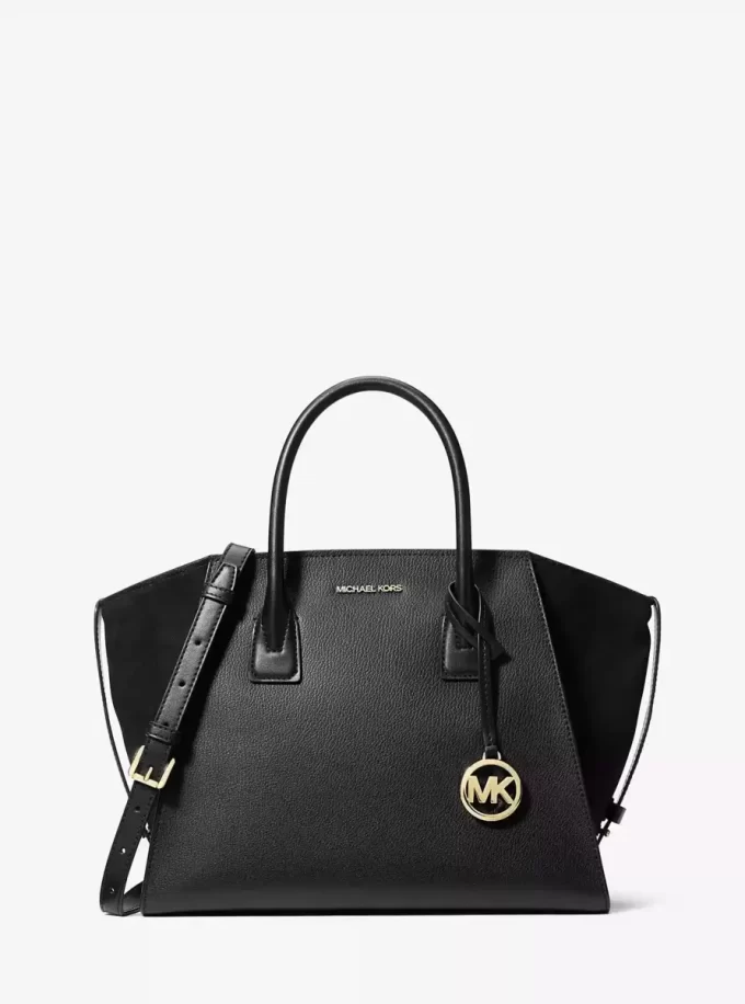 Avril Large Leather and Suede Satchel