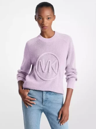 Braided Logo Cotton Blend Sweater