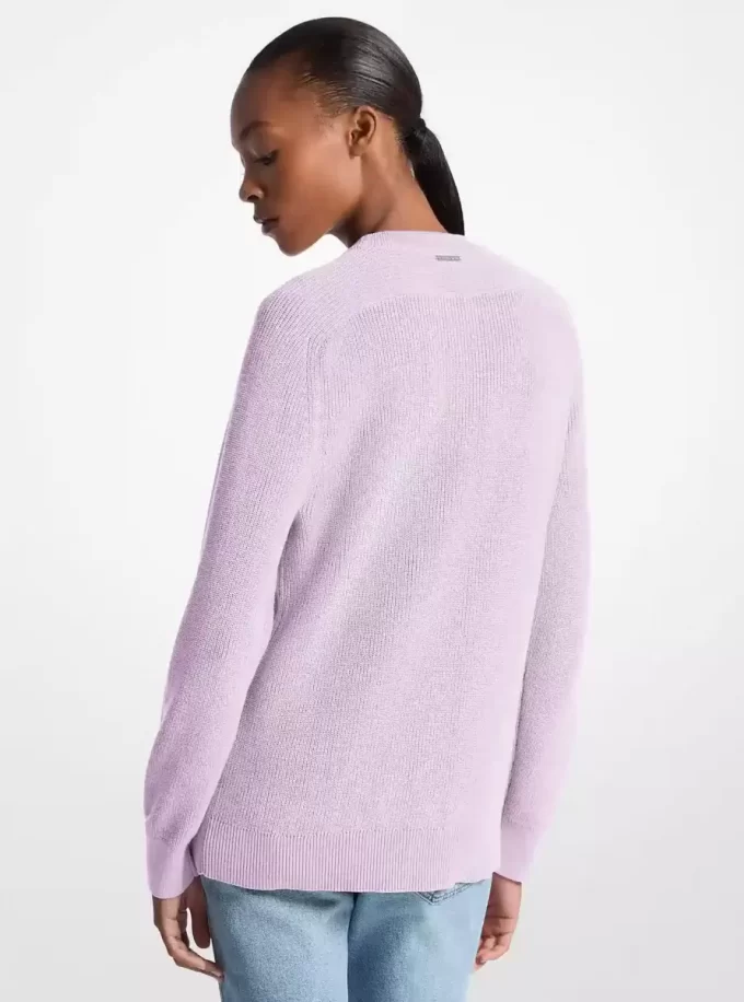 Braided Logo Cotton Blend Sweater
