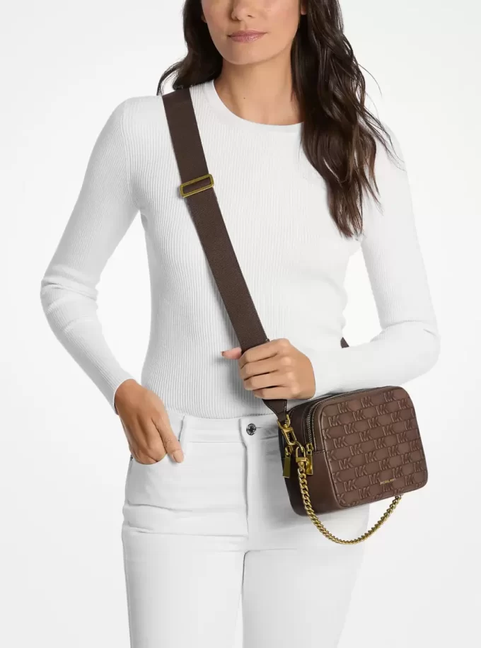 Bryant Medium Logo Embossed Burnished Leather Crossbody Bag