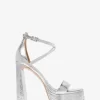 Cami Crackled Metallic Leather Platform Sandal