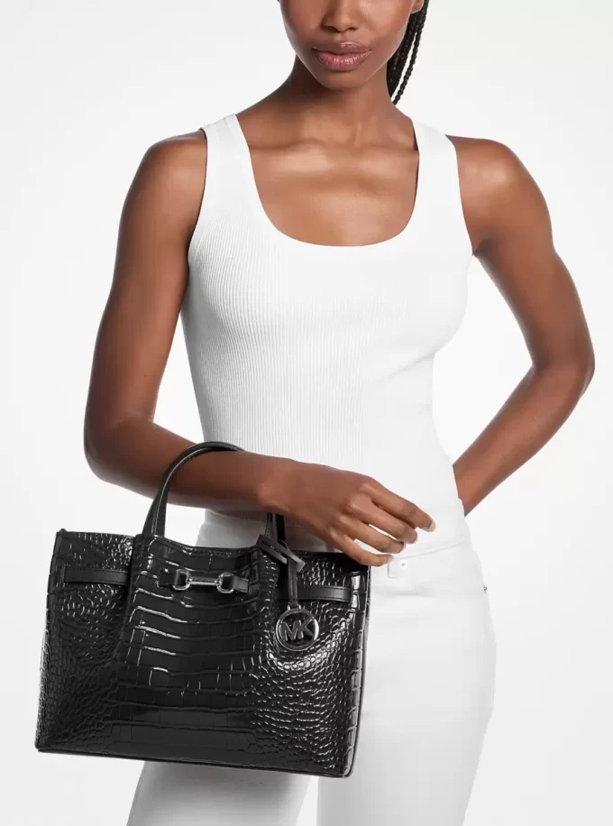 Carson Medium Crocodile Embossed Satchel