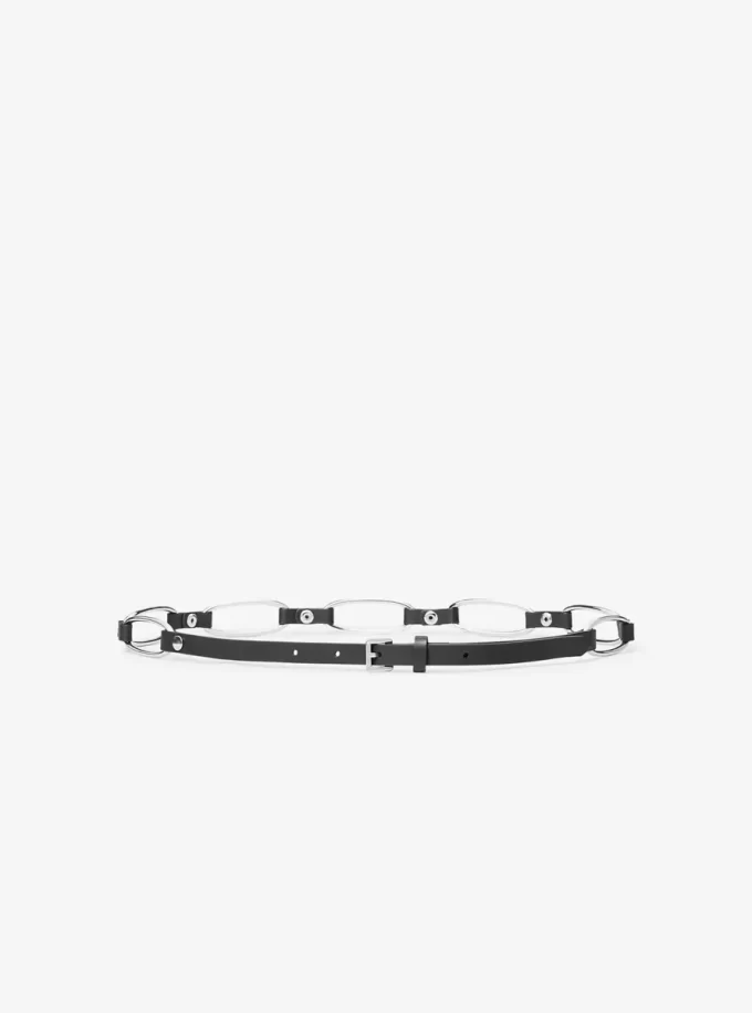 Chain Link Leather Belt