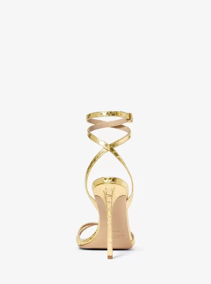 Chrissy Metallic Python Embossed Leather Sandal