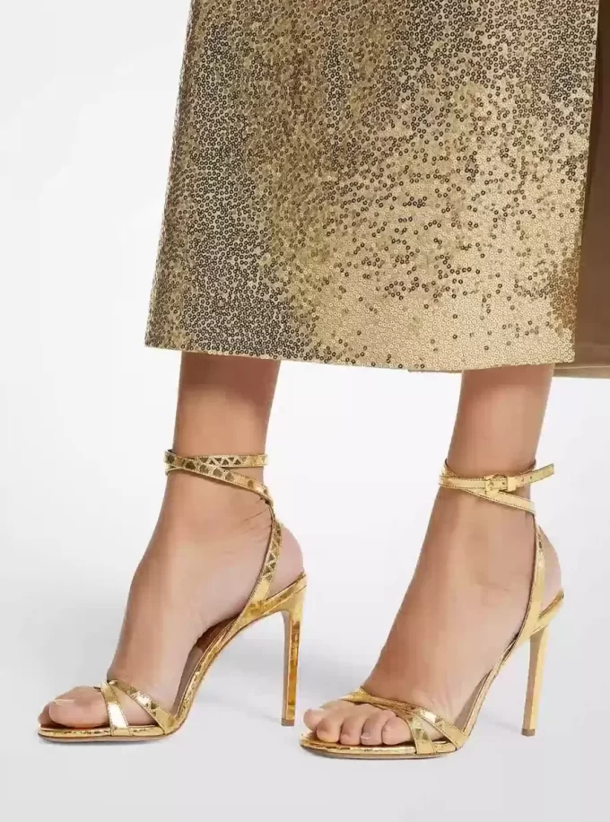 Chrissy Metallic Python Embossed Leather Sandal