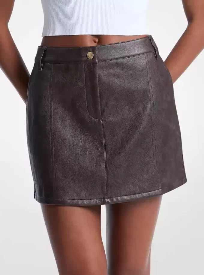 Coated Viscose Blend Mini Skirt