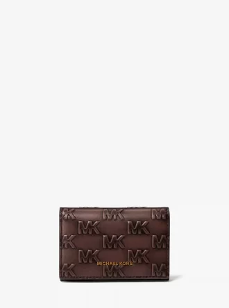 Colby Logo Embossed Burnished Leather Card Case