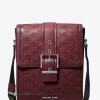Colby Logo Embossed Burnished Leather Messenger Bag