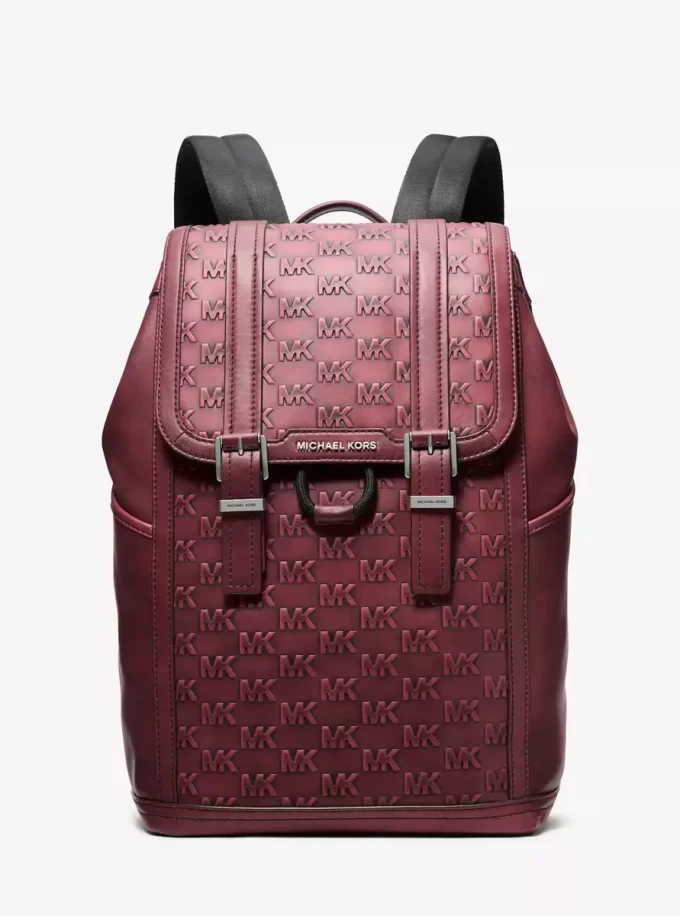 Colby Medium Logo Embossed Burnished Leather Backpack