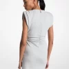 Cotton Blend Ruched Mini Dress