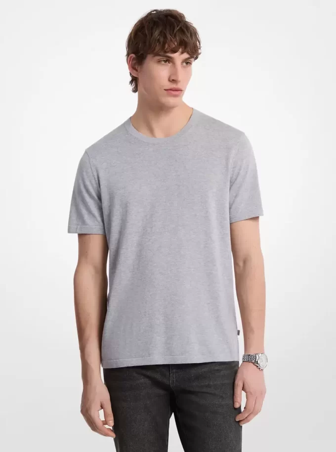 Cotton Short-Sleeve Sweater