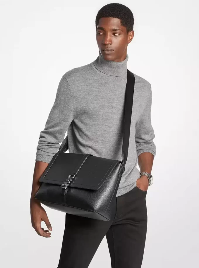 Cyrus Medium Pebbled Leather Messenger Bag Cyrus Medium Pebbled Leather Messenger Bag