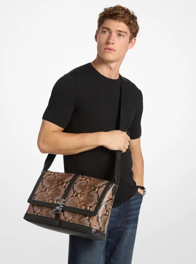 Cyrus Medium Snake Embossed Messenger Bag Cyrus Medium Snake Embossed Messenger Bag