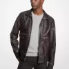 Distressed Leather Harrington Jacket