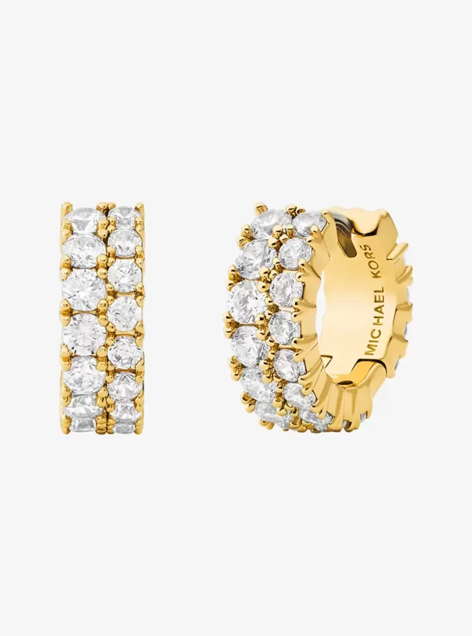 Double Pavé Huggie Earrings