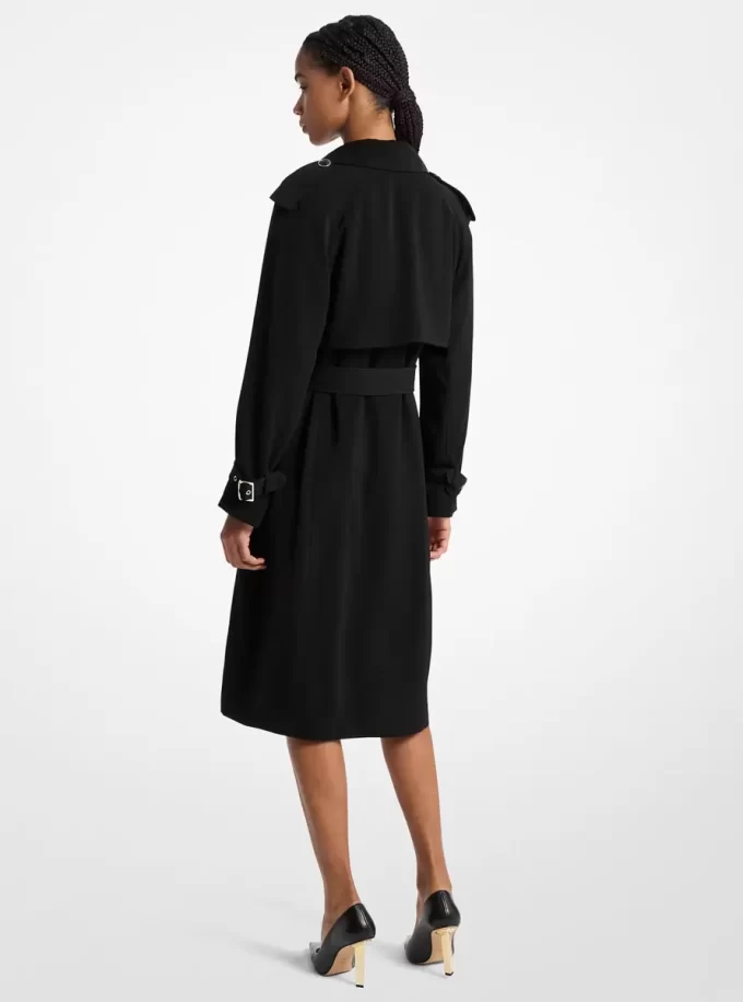Draped Woven Trench Coat