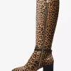 Ella Leopard Print Calf Hair Block Heel Boot