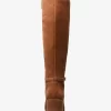 Ella Suede Wide Calf Block Heel Boot