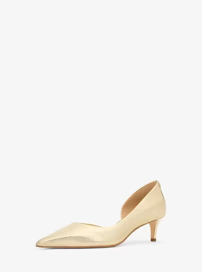 Elyse Crackled Metallic Leather Kitten Pump