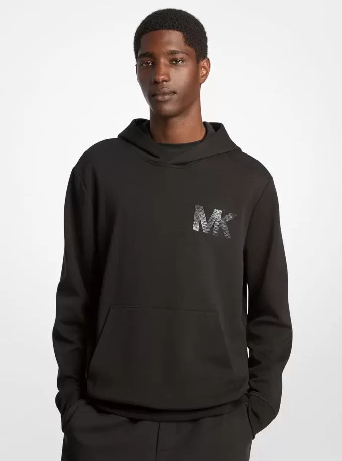 Embellished Logo Cotton Blend Hoodie Embellished Logo Cotton Blend Hoodie