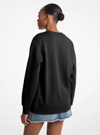 Embellished Logo Cotton Blend Sweatshirt