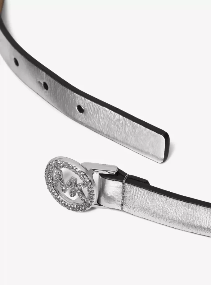 Embellished Metallic Leather Belt