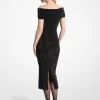 Embellished Stretch Knit Off-The-Shoulder Dress