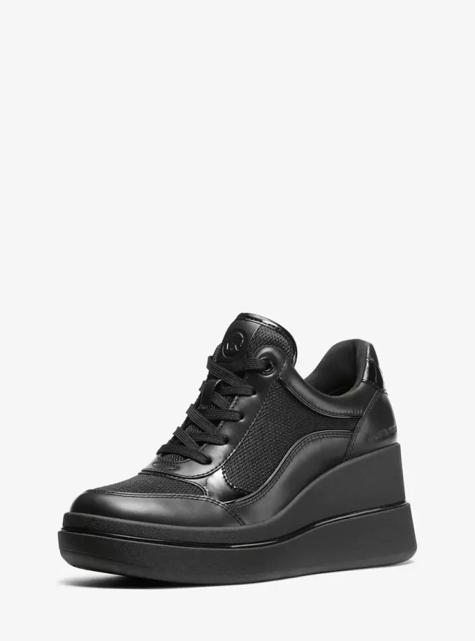 Emmy Leather and Mesh Wedge Trainer