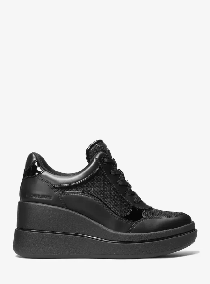 Emmy Leather and Mesh Wedge Trainer