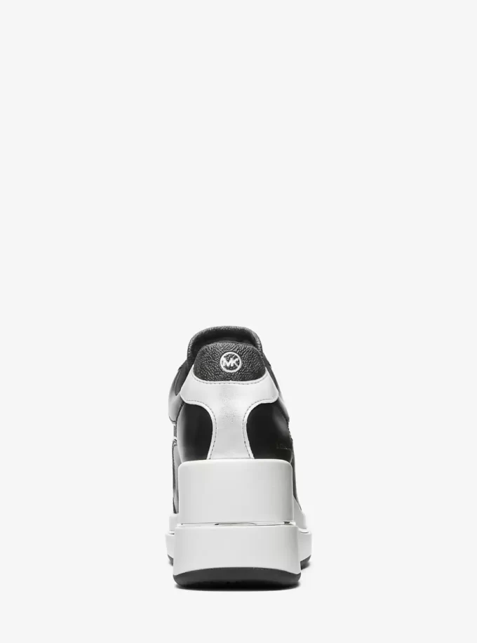 Emmy Signature Logo and Leather Wedge Trainer