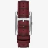 Essex Silver-Tone and Crocodile Embossed Leather Watch