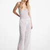 Floral Lace Stretch Nylon Drawstring Pants