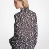 Floral Print Georgette Tie-Neck Blouse