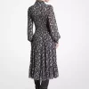 Floral Print Smocked Georgette Shirtdress