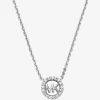 Fulton Precious-Metal Plated Sterling Silver Pavé Logo Charm Necklace