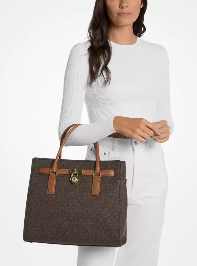 Hamilton Moderne Large Signature Logo Satchel