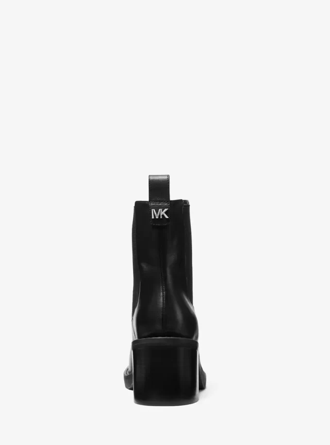 Houston Leather Block Heel Ankle Boot