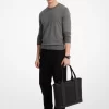 Hudson Leather and Signature Logo Work Tote Bag