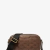 Hudson Logo Embossed Burnished Leather Crossbody Bag