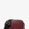 Hudson Logo Embossed Burnished Leather Crossbody Bag