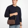 Hudson Logo Embossed Burnished Leather Crossbody Bag