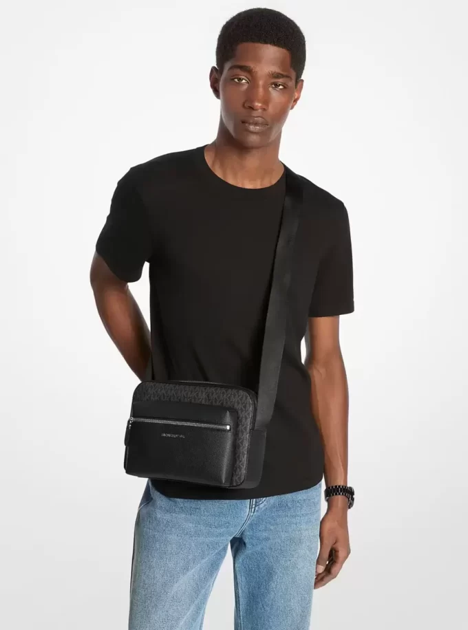 Hudson Textured and Signature Logo Camera Crossbody Bag