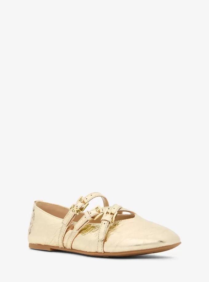 Indy Flex Crackled Metallic Leather Ballet Flat