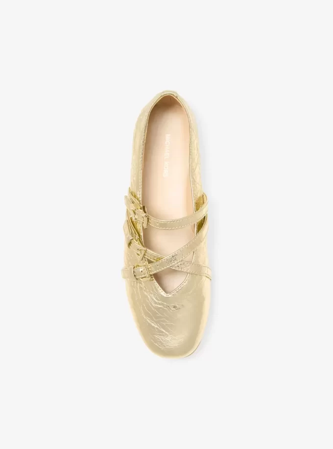 Indy Flex Crackled Metallic Leather Ballet Flat