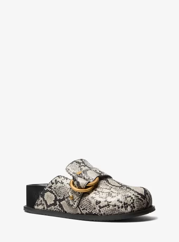 Jaden Snake Embossed Leather Clog